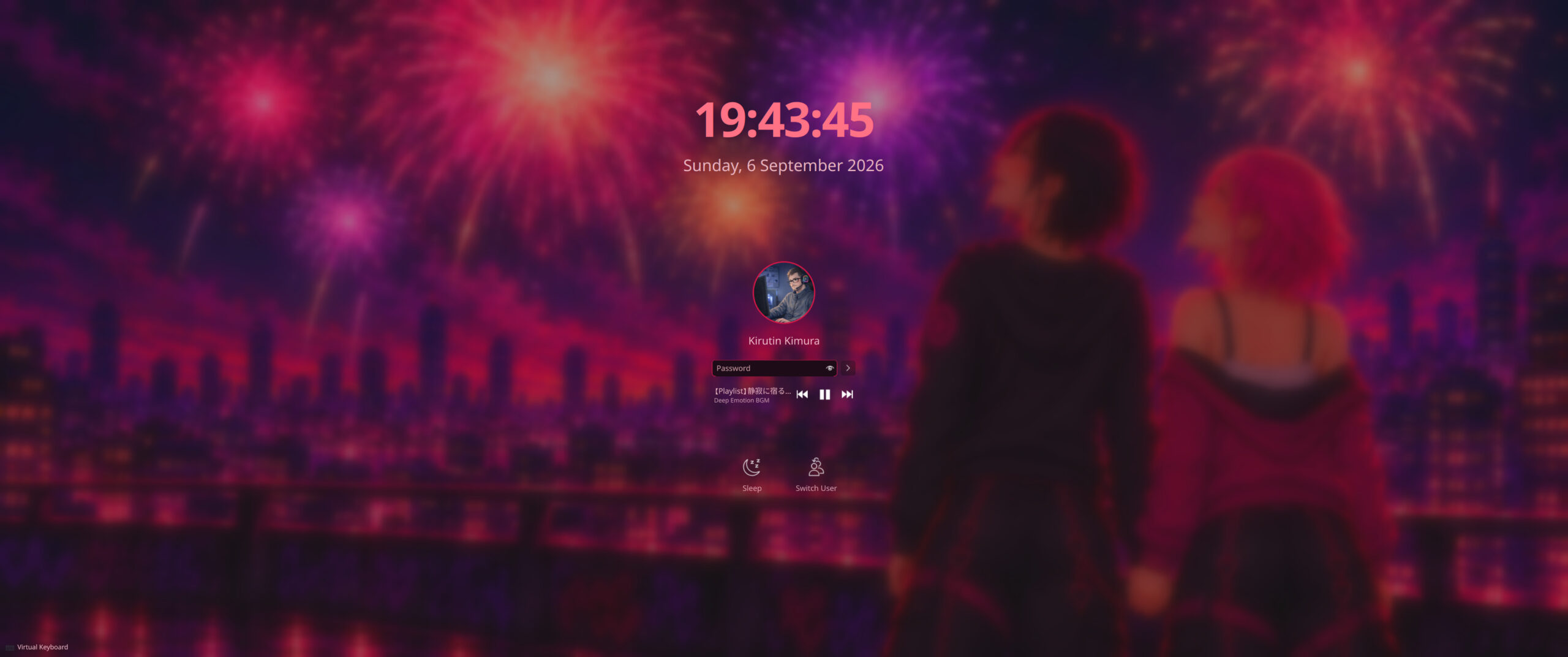 Kubuntu Sperrbildschirm im dunklen Neon-Theme